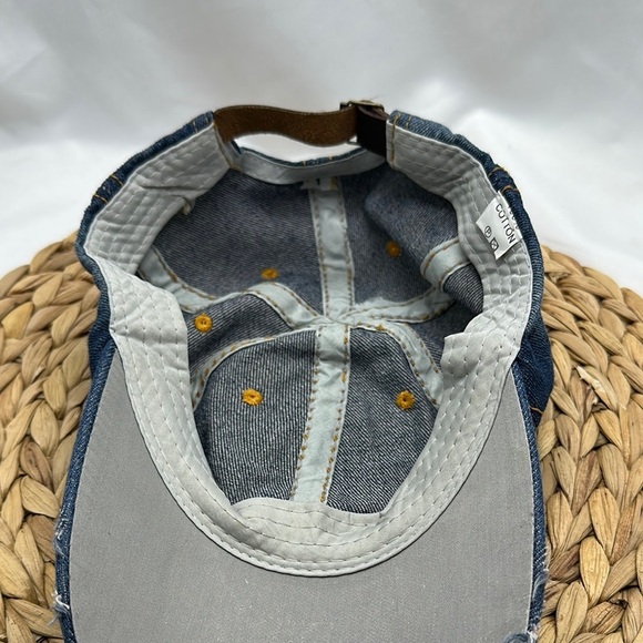 Denim Cap with Red Rose Embroidery - Picture 4 of 5